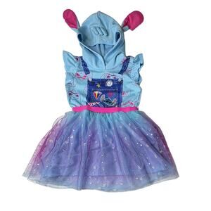 Disney Lilo & Stitch Blue Shirt Sleeve Dress 7-8 Princess Cosplay Fantasy Casual